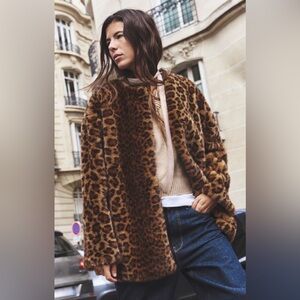 FAUX FUR ANIMAL PRINT COAT LEOPARD Zara